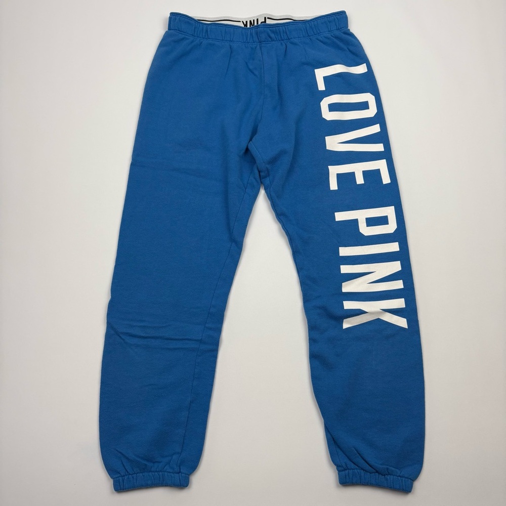 PINK Victoria's Secret Blue 'LOVE PINK' Cropped Sweatpants Size XS